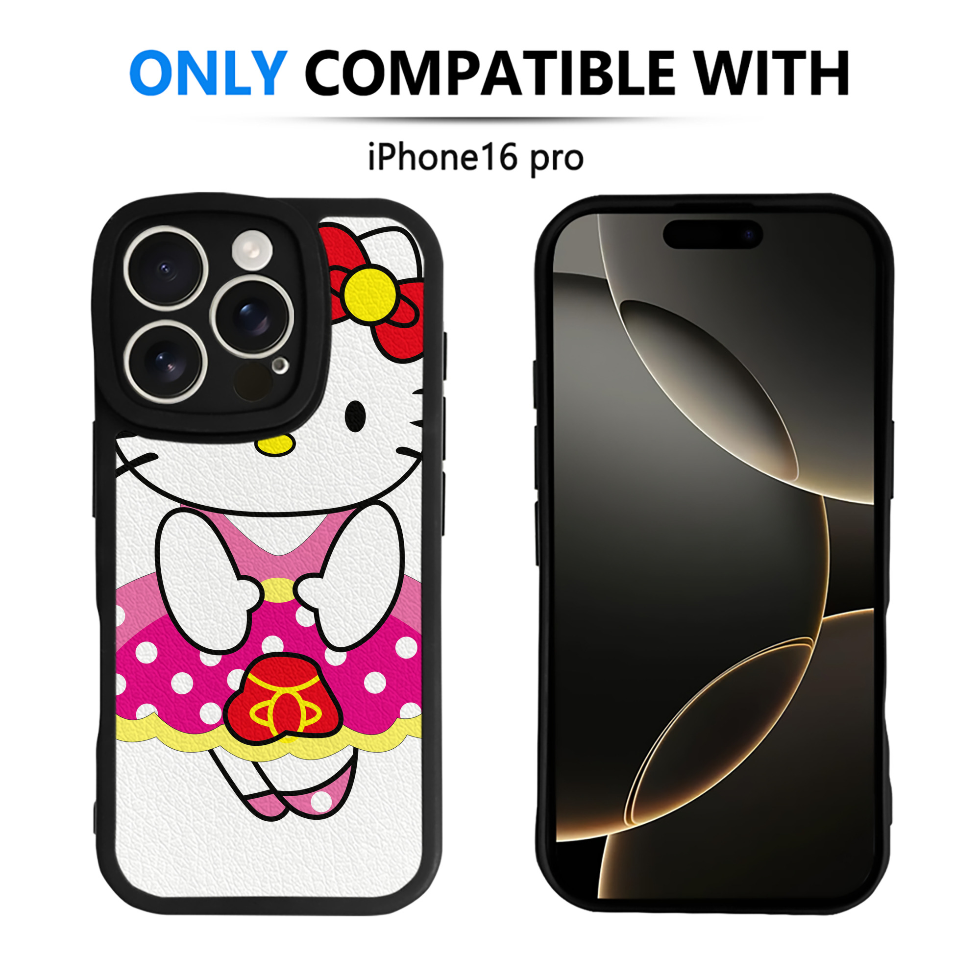 （画像用） Hello Kitty ハローキティ 【iPhone 16シリーズ対応】シリコンスマホケース（レザー調） 材質：シリコン